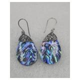 .925 Sterling Silver Abalone Pierced Earrings