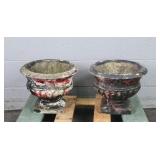 2x The Bid Solid Conc Vintage Pedestal Planters