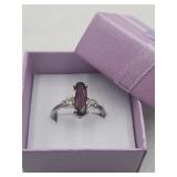 925 Sterling Silver Long Oval Baguette Amethyst