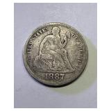 1887 Liberty Seated Silver Dime