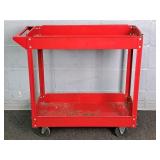 2 Tier Rolling Metal Shop Cart