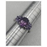.925 Sterling Silver Amethyst Ring Sz 10