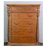 Mdf Cherry Finish 5 Drawer Chest