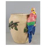 Large Planter With Parrot Motif