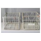 2x The Bid Vintage Metal Wire Dairy Milk Crates