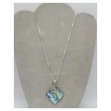 .925 Sterling Silver 18in Abalone Necklace.