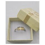 925 Sterling Silver Citrine Yellow Ring Sz 10