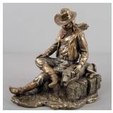 Brass Cowboy And Dog Figurine