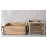 2x The Bid Vintage Rustic Wood & Metal Crates