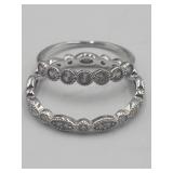 2 Sterling Silver Cz Band Ring Sz 10 & 7 Tw  3.2g