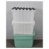 3x The Bid Plastic Storage Totes