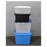 Lot Of 4 Plastic Storage Totes