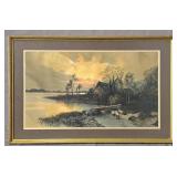 Pastoral Print Framed & Matted Under Glass