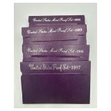 4x The Bid Us Mint Proof Coin Sets 1987-90