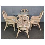 5pc Set Painted Rattan Dining Chairs & Table
