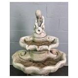 Concrete 3 Piece Sea Shell & Chrub Garden Fountain