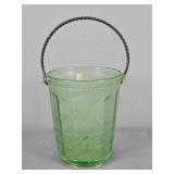 Vintage Green Depression Glass Ice Bucket