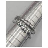 2  Sterling Silver Cz Band Rings Sz 7 Tw 2.5g