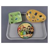 3x The Bid Vintage Bowls & Clock