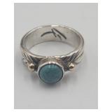 Sterling Silver Artisan Marked Turquoise Ring 9
