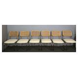6x The Bid Metal Frame Dining Chairs W/rattan Back