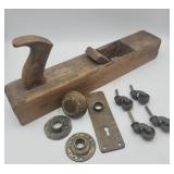 Antique Wood Block Plane And Brass Hardware /