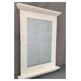 Painted Wood Frame Wall Hung Mirror W/ Shelf