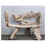 Carved Driftwood Garden Bench