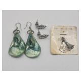 Sterling Silver Lot 2 Pr Earrings And Charm