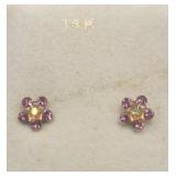 14k Yellow Gold Petite Gemstone Pierced Earrings
