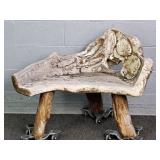 Carved Driftwood Garden Bench