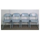 Set Of 4 Painted Metal Folding Chairs