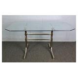 Metal Base Glass Top Dining Table