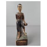Carved Wood Man On Base W/ Drawer