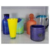 6x The Bid Assorted Colored Glass Items