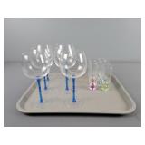 12 Pc Stemware & Shot Glasses W/ Color Accents