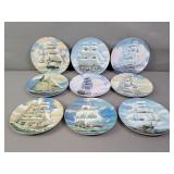 9x The Bid Vintage Ship Plates - Germany