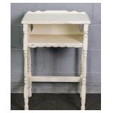 Vintage Rustic Painted Wood 2 Tier Side Table