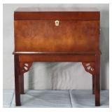 Small Mfg Wood Locking Chest On Leg Stand W/ Key
