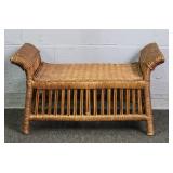 Natural Wicker & Rattan Scroll Armed Seat