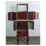 Unusual Flip Top Seven Drawer Jewelry Armoire