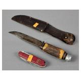 2x The Bid Vintage Hunting Knife W/ Sheath