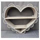 Natural Woven Heart Shaped Wall Shelf W/ Hangers