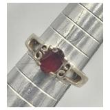 Sterling Silver Garnet Ring Sz 5.5