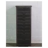 Painted Solid Wood Rolling 10 Drawer Cabinet