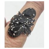 Sterling Silver Black Onyx Ring Sz 6 Tw 5.4g