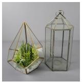2x The Bid Geometric Metal & Glass Ornament Boxes