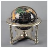 Agate World Globe On Metal Base - Heavy