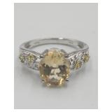 Yellow Stone Cocktail Statement Ring Sz 10