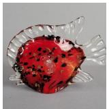 Red & Black Tropical Fish Art Glass Figure
